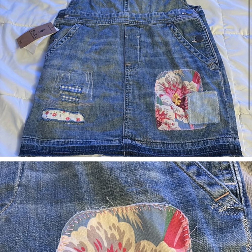 Polo Ralph Lauren Denim Skirt with Floral Patches